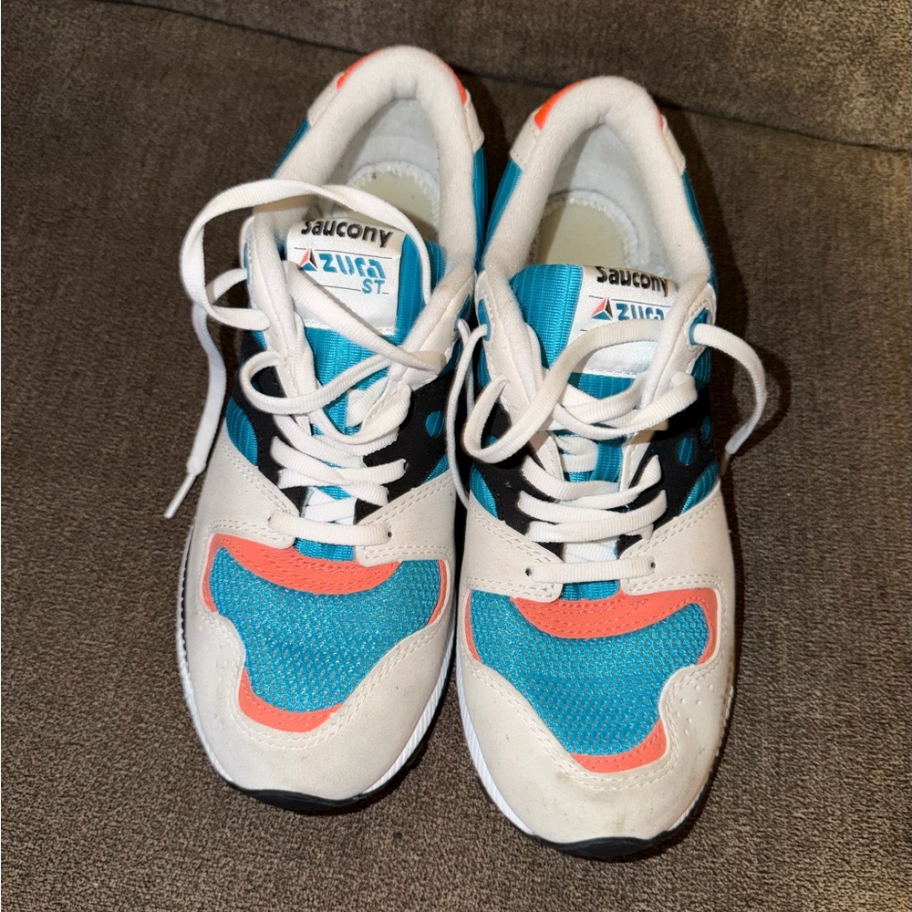 Saucony men’s Zura ST Athletic Sneakers - White/Teal/Coral